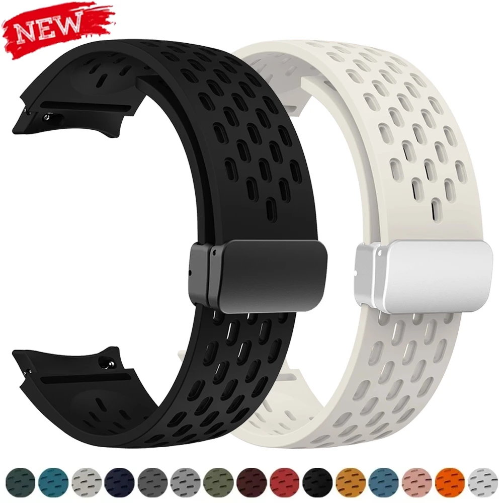 Silikonarmband für Samsung Galaxy Watch 7 6 5 4 40 mm 44 mm 5Pro 45 mm Band 6 Classic 43 mm 47 mm Keine Lücken Magnetschnalle Armband Image