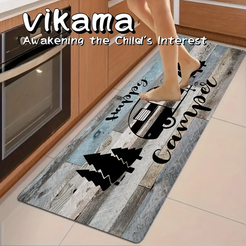 VIKAMA Campingmatte mit Holzmaserung, wasserdichte, rutschfeste Bodenmatte für Picknickdeck im Freien, leichter, faltbarer Bodenschutz Image