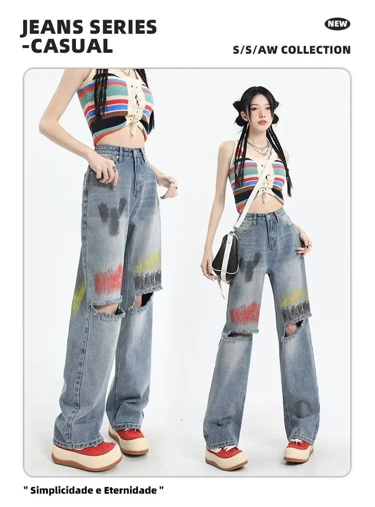 Frau Kleidung Damen Hosen Damen Weite Jeans Baggy High Waist Jeans Y2k Shoujo Girl Style Coquette Jean Flared Denim Low Rise Image