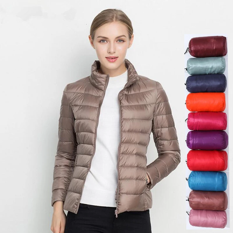 Giacca primaverile da donna Moda corta piumino ripiegabile ultraleggero 15 colori Piumino femminile caldo coreano Slim Fit Parka 5XL