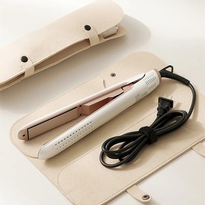 Felt Curling Iron Storage Bag Portable Heat Resistant Hair Curling Wand Cover Curling Iron Insulation Mat Dustproof Organizer
