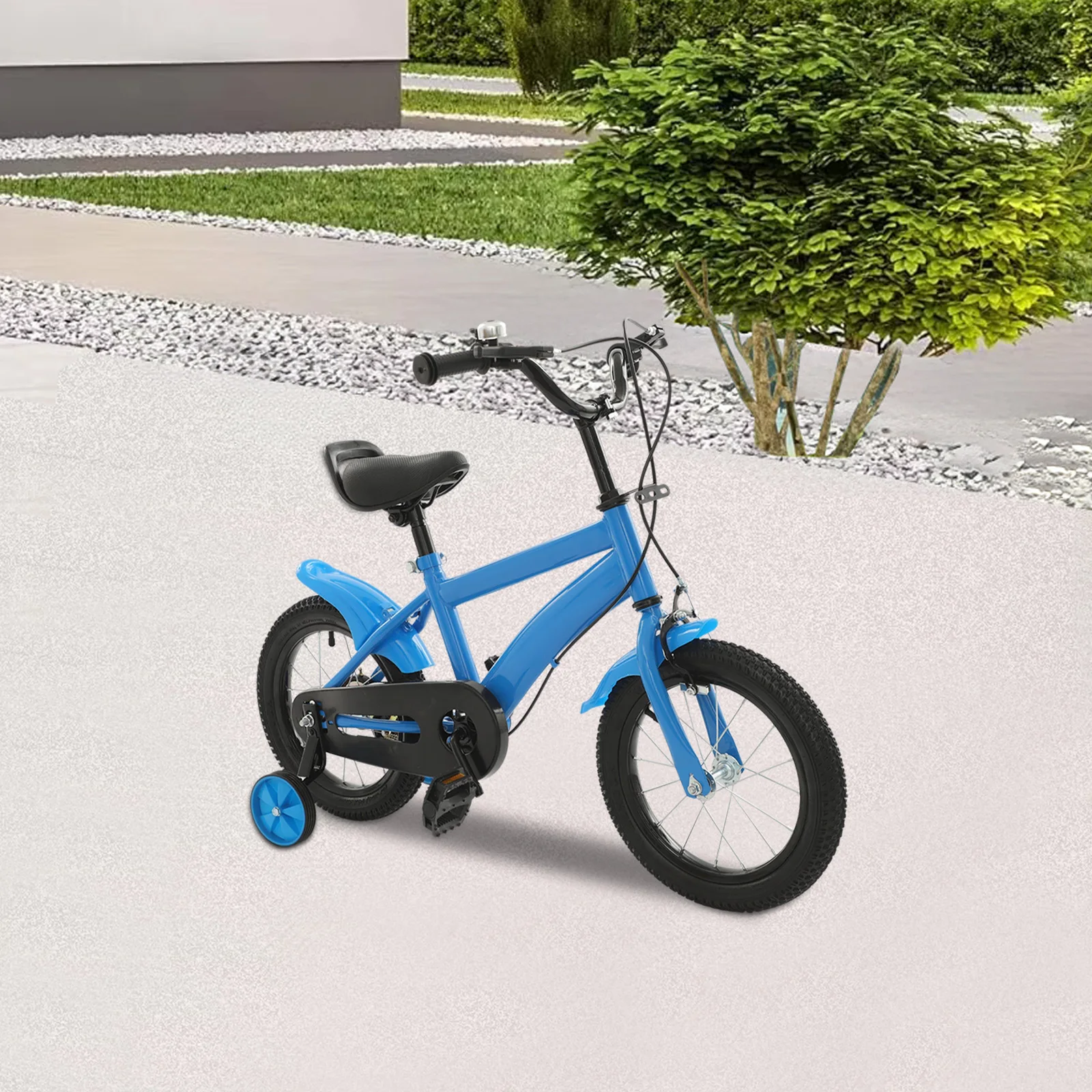 14 Zoll Kinderfahrrad Blaues Lernfahrrad ‎ mit 2-Rad-Kinderfahrrad, verstellbarer Sitz/Armlehnenhöhe für ‎ Anfänger Image