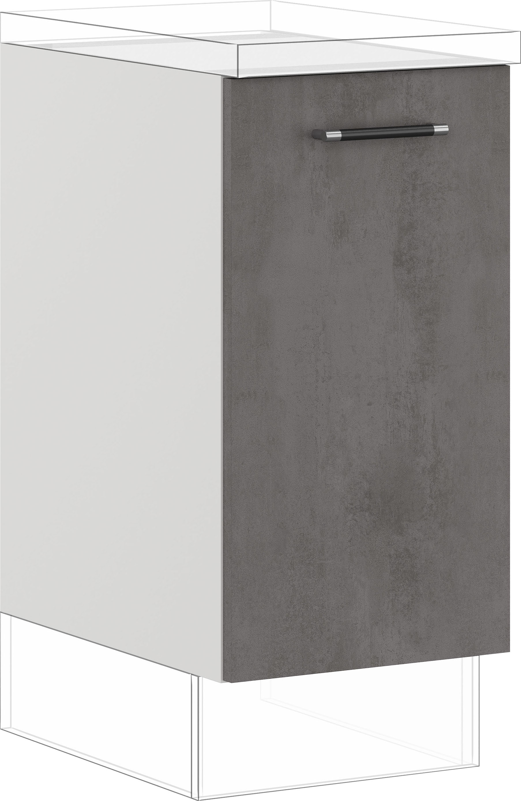 Auszugsunterschrank IMPULS KÜCHEN ""Prag und Valencia", Breite/Höhe: 40/72,3 cm, mit Soft-Close", grau (beton, optik schiefer dunkelgrau), B:40cm H:72,3cm T:57,6cm, Dekorfolie, Holzwerkstoff, Schränke, Küchenunterschrank, vormontiert, mit Auszug,...