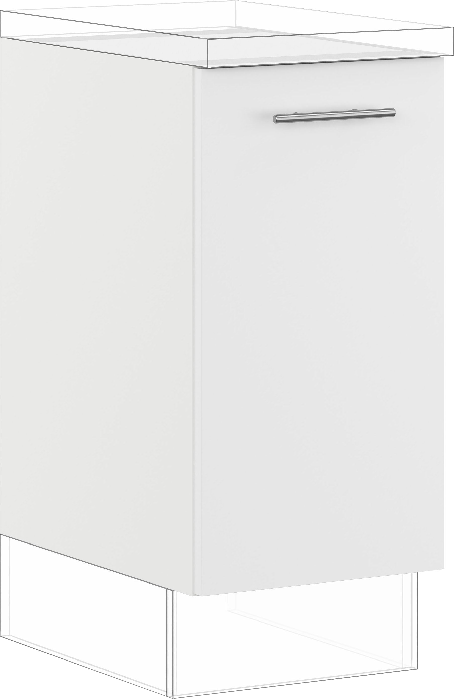 Auszugsunterschrank IMPULS KÜCHEN ""Prag und Valencia", Breite/Höhe: 40/72,3 cm, mit Soft-Close", weiß, B:40cm H:72,3cm T:57,6cm, Dekorfolie, Holzwerkstoff, Schränke, Küchenunterschrank, vormontiert, mit Auszug, mit Behälter für Wertstofftrennung