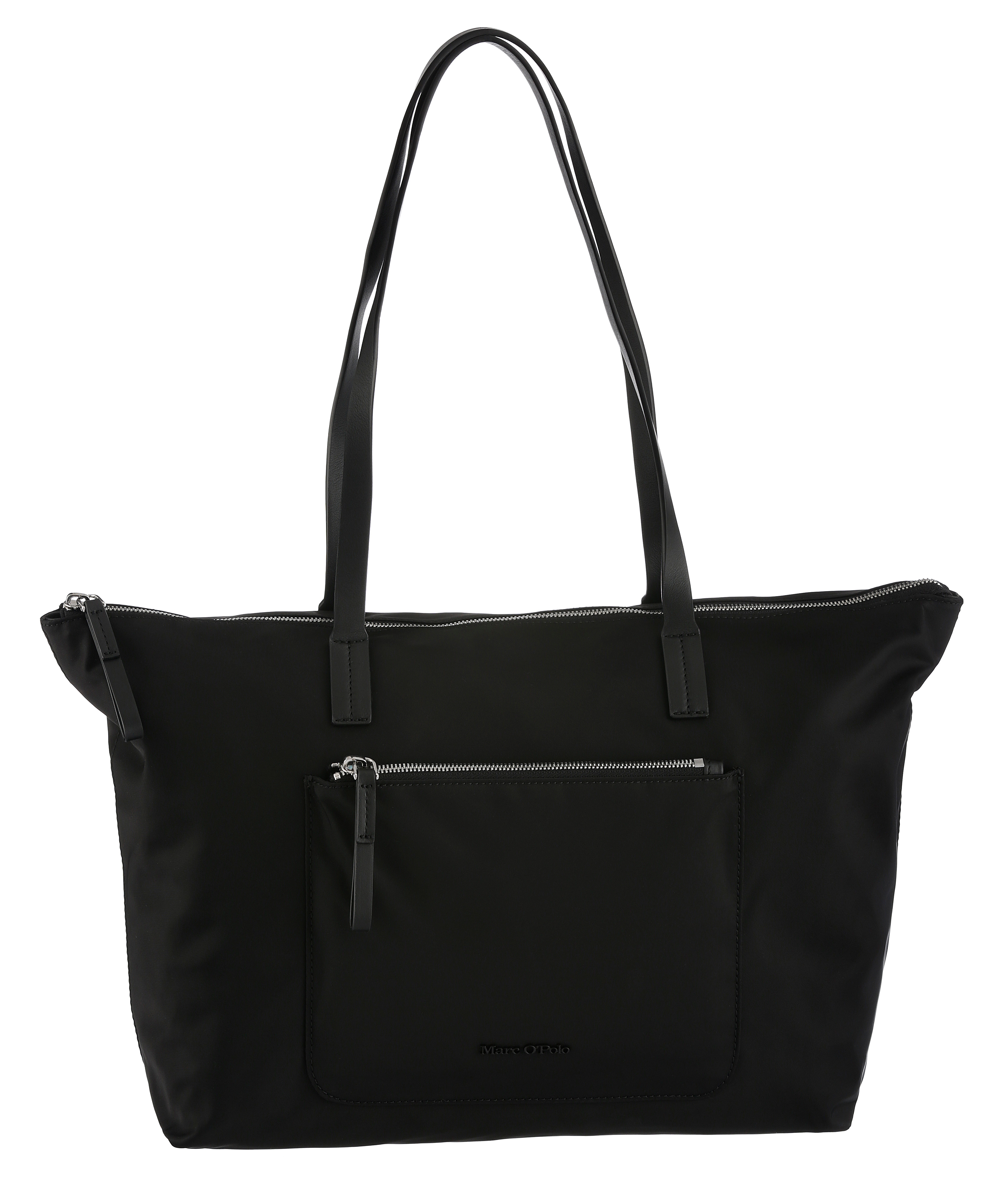 Shopper "Nilli", Damen, Gr. B/H/T: 48,5cm x 28cm x 14cm, schwarz, Leder, Lederimitat, MARC O'POLO ACCESSORIES, Taschen Shopper, große Damen-Handtasche, Umhängetasche, Einkaufstasche mit Fronttasche