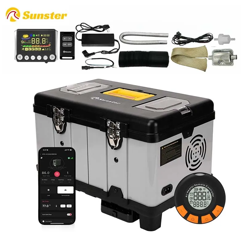 Sunster 8KW 12V/24V/220V boîte à outils chauffage à Air Diesel stationnement de voiture diesel avec Ventilation et interrupteur de détection de température sans fil pour voiture