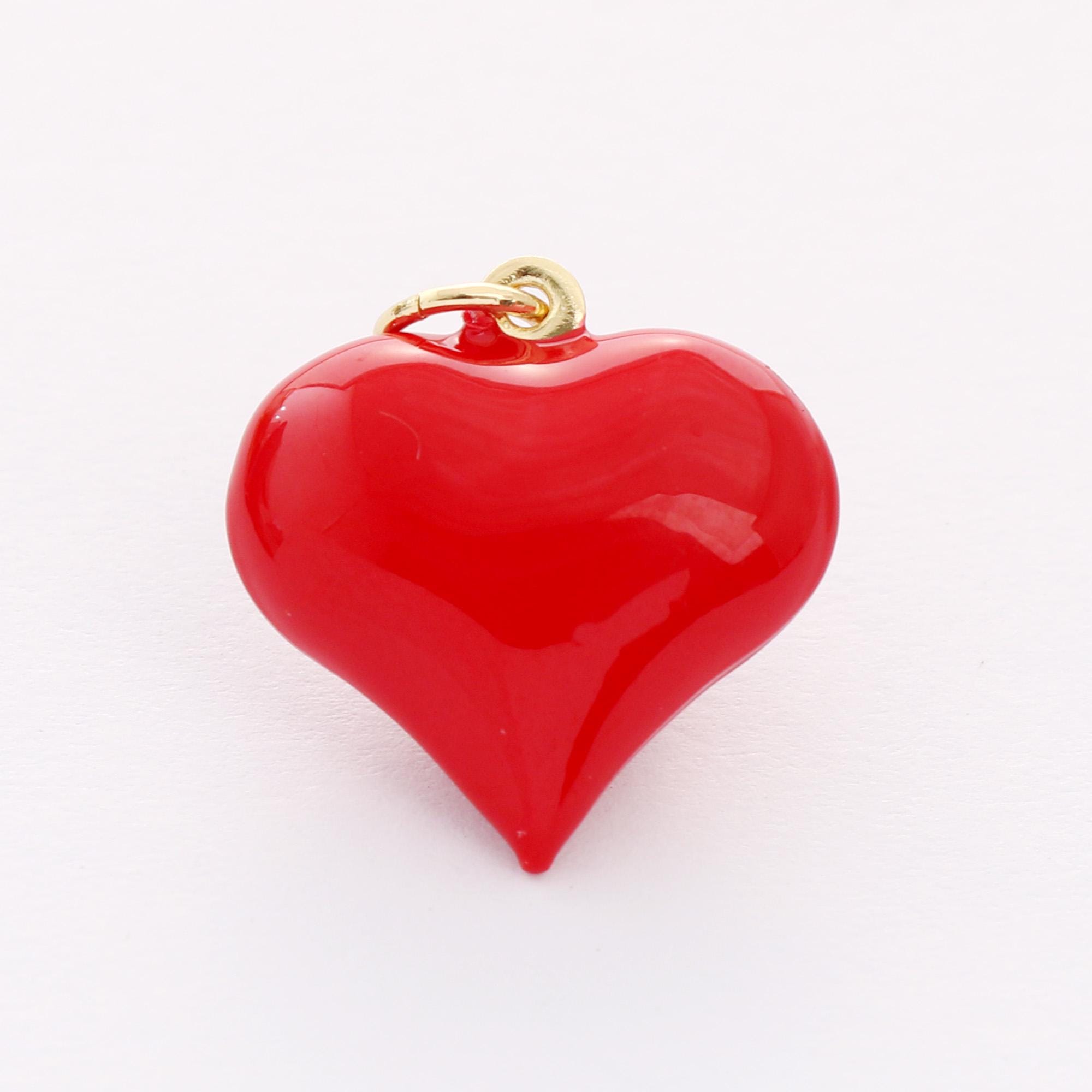 Ciondolo a forma di cuore in smalto placcato oro 18K senza nichel, ciondolo iniziale in oro, ciondolo in smalto vermeil love, alta qualità