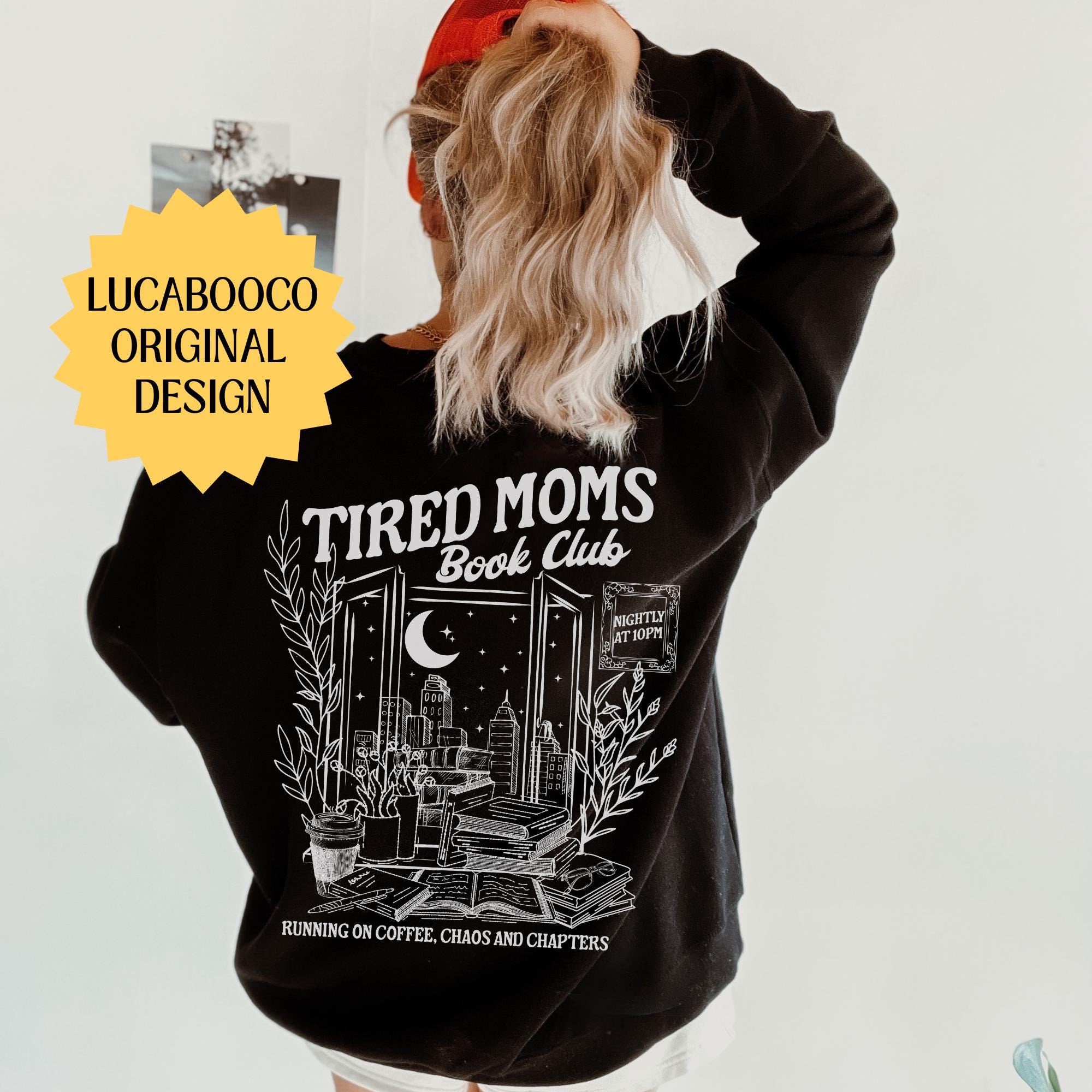 Maglione del club delle mamme stanche, felpa del club del libro, cose da libro, regali per gli amanti dei libri, maglietta autunnale del club del libr