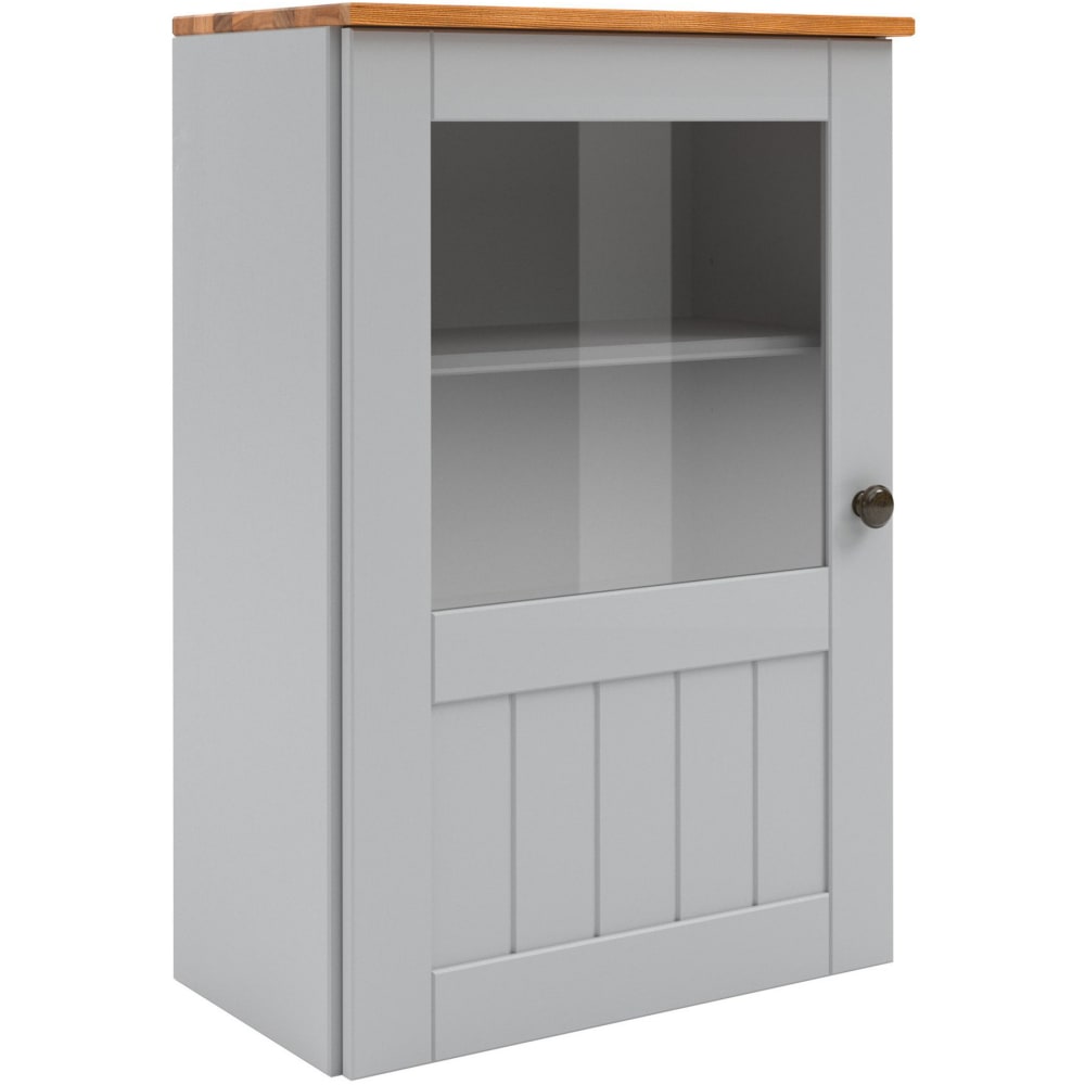 Meuble haut de cuisine avec 1 porte vitrée en pin gris