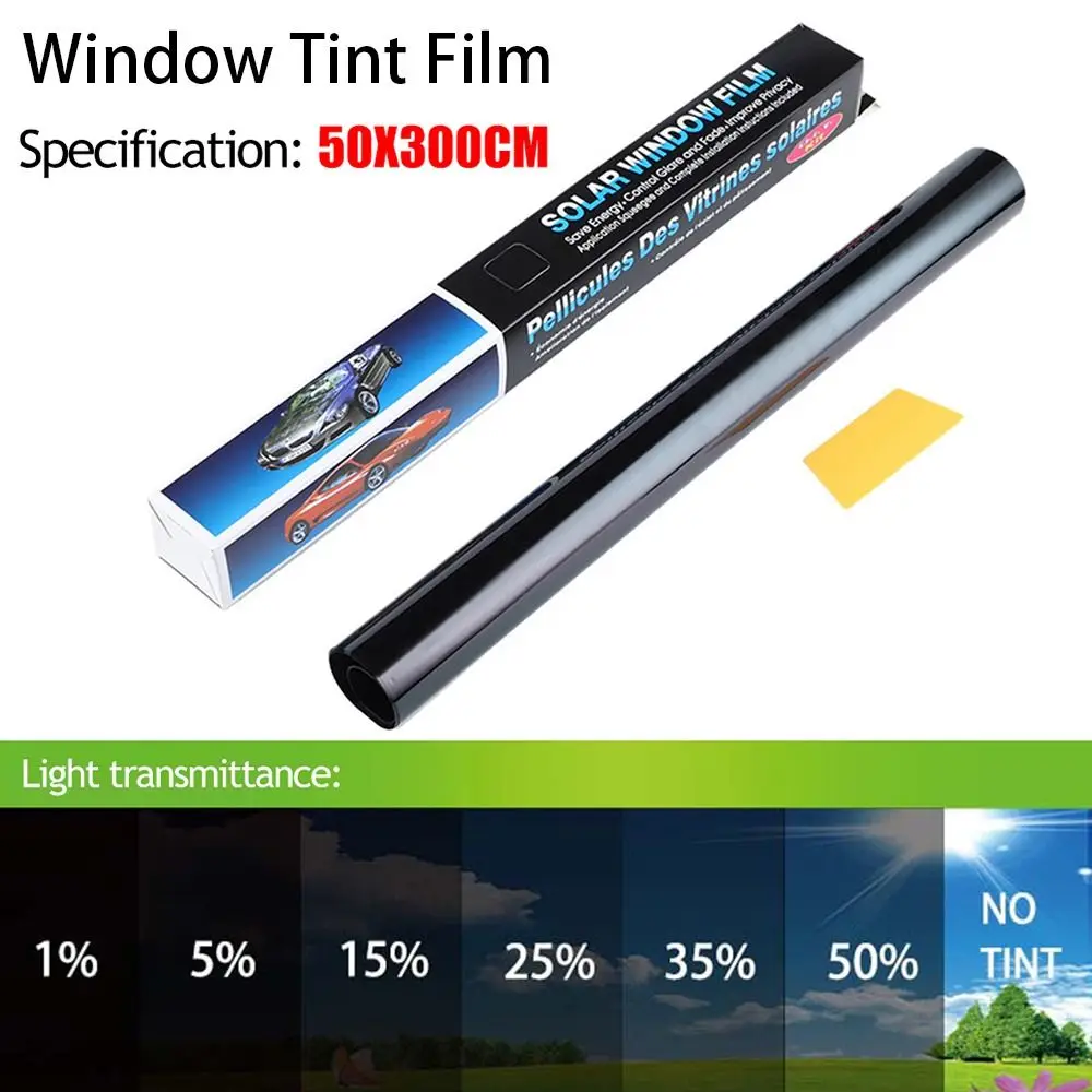 1 Rolle 50 x 3 m Solar-UV-Schutz-Fenstertönungsfolie Sonnenschutz Kratzfeste Autofolien Wärme-UV-Block VLT 1 %–50 % Glasaufkleber Image