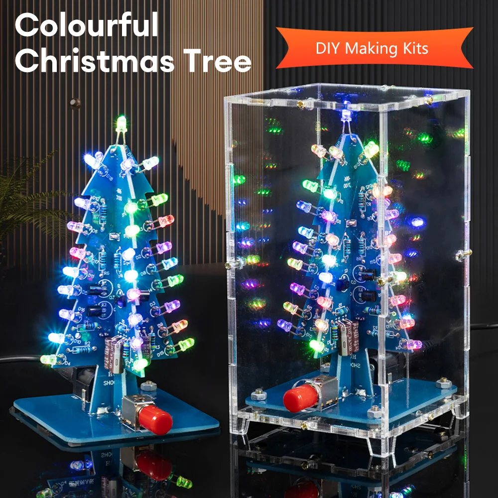 DIY LED Mehrfarbig Weihnachtsbaum Kit DC5V LED Blinklicht Schaltung Kit Elektronische Spaß Löten Praxis Kit Image