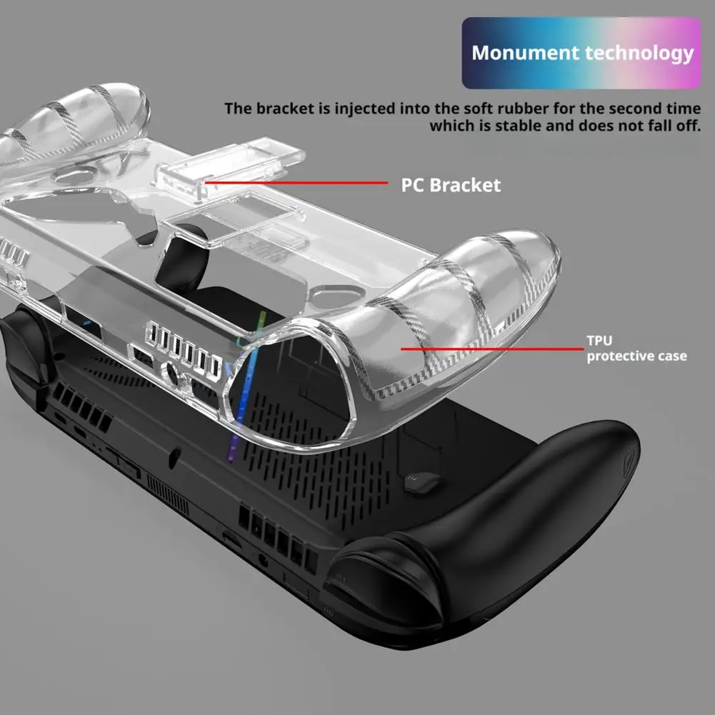 Transparente Hülle Gaming Handheld für ROG X Box Ally X Handheld-Konsole TPU mit Rückenständer Anti-Rutsch- und Anti-Drop-Schutz