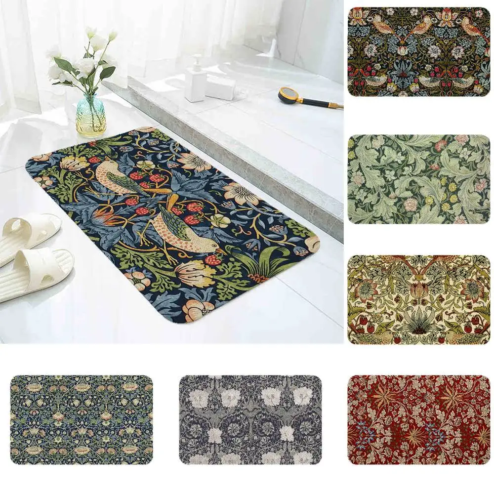 William Morris Strawberry Floor Mat Bathroom Absorbent Mat Simple Door Dirt-resistant Mat Home Kitchen Mat Foot Mat Entry Mat