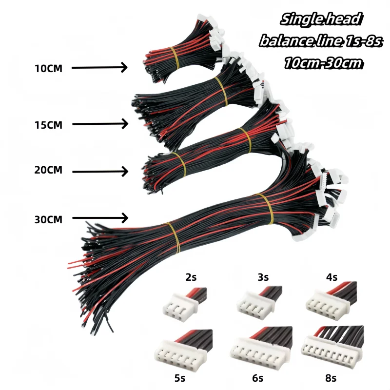 1S-8S 10cm-30cm Einzigen Kopf für 1S 2S 3S 4S 5S 6S 7S 8S 10PCS Lipo Batterie Balance Ladegerät Kabel IMAX B6 Stecker Draht Image