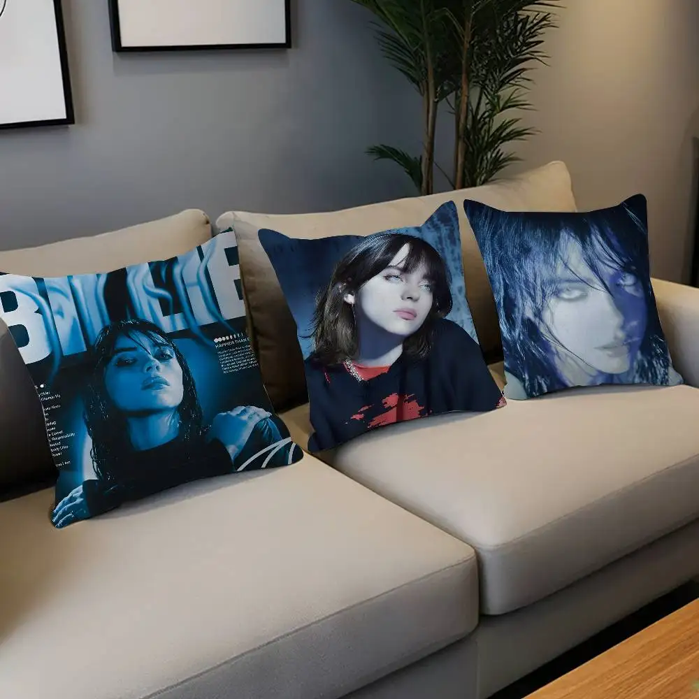 B-Billie E-Eilish Kissen Anime Kissen Sofa Bett Kopf Kissenbezug Kissenbezug 45x45 cm Mode Image