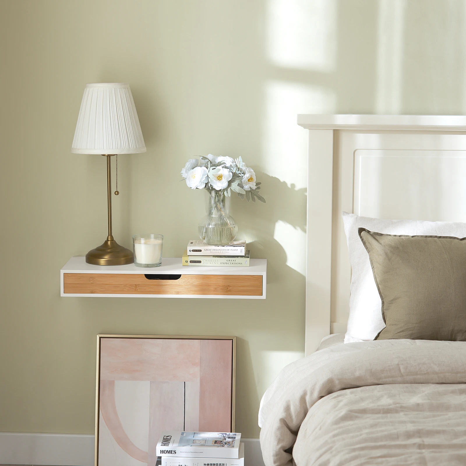 SoBuy FRG93-WN Schweberegal Wandschrank Hängeschrank Wandschublade Hängeregal B 60cm