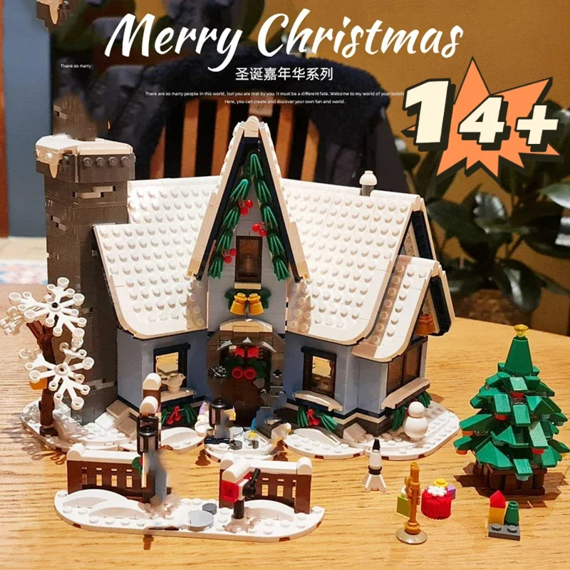 705PCS MOC 10293 Stadt Winter Dorf Display für Set Santa's Besuchen Haus Modell Bausteine Ziegel Weihnachten Geburtstag geschenke Image