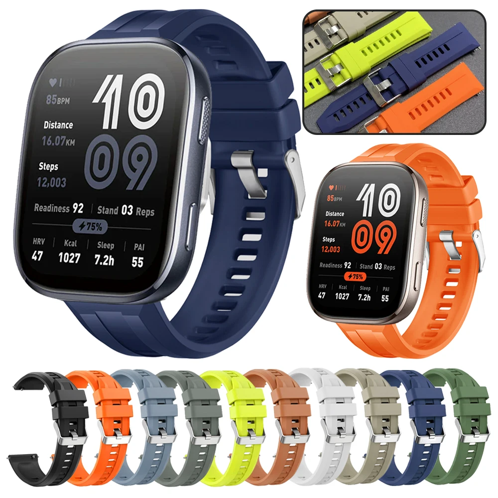 22 mm Sportarmband für Huami Amazfit Bip 6 5/GTR 47 mm 4/3Pro/Balance 2 Silikon-Armband für Samsung Galaxy Watch3 45 mm Armband Image