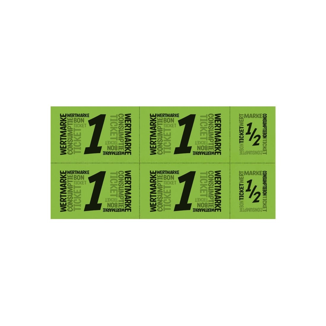 CombiCraft Wertmarken Karte auf grünem Papier mit schwarzem Druck mit 5 Wert-Einheiten Image