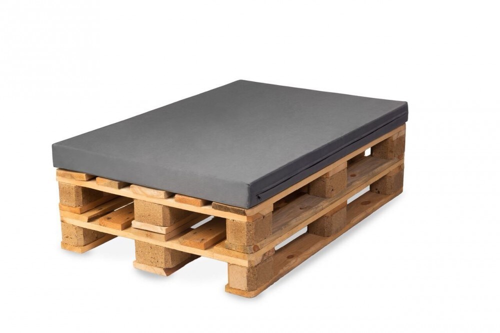 TexDeko Palettenkissen für Europalette 120x80x10cm Wasser-& Schmutzabweisend, abnehmbarer Bezug mit Reißverschluss, waschbar (Grau) Image