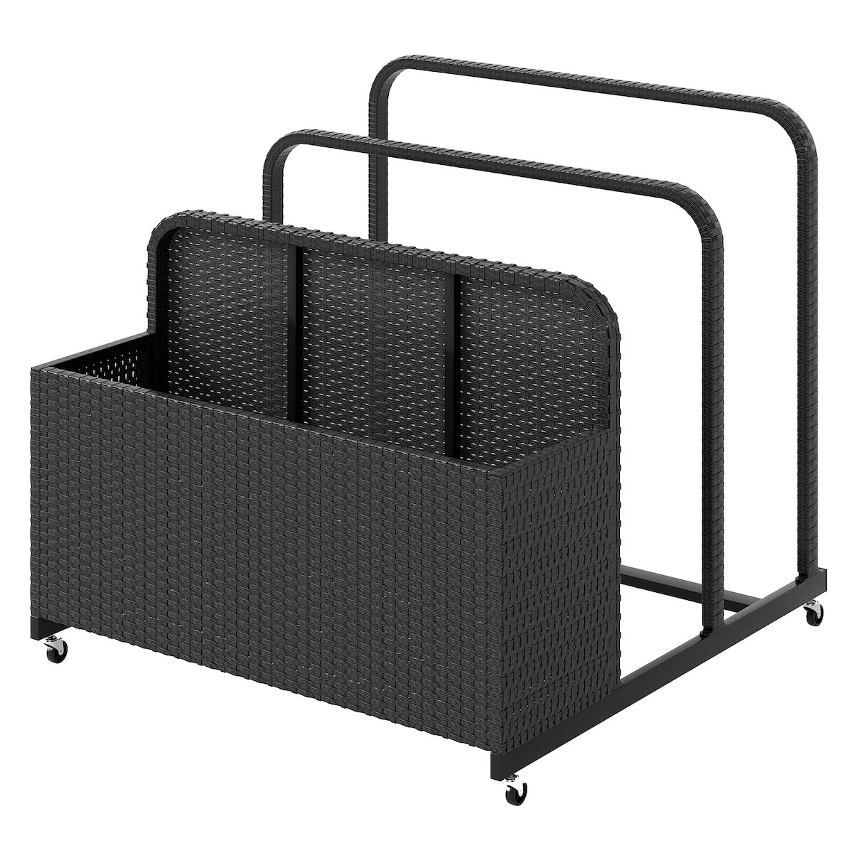 COSTWAY Pool-Aufbewahrungskorb mit Rädern, PE-Rattan-Aufbewahrungsbehälter, für Schwimmhilfen Image