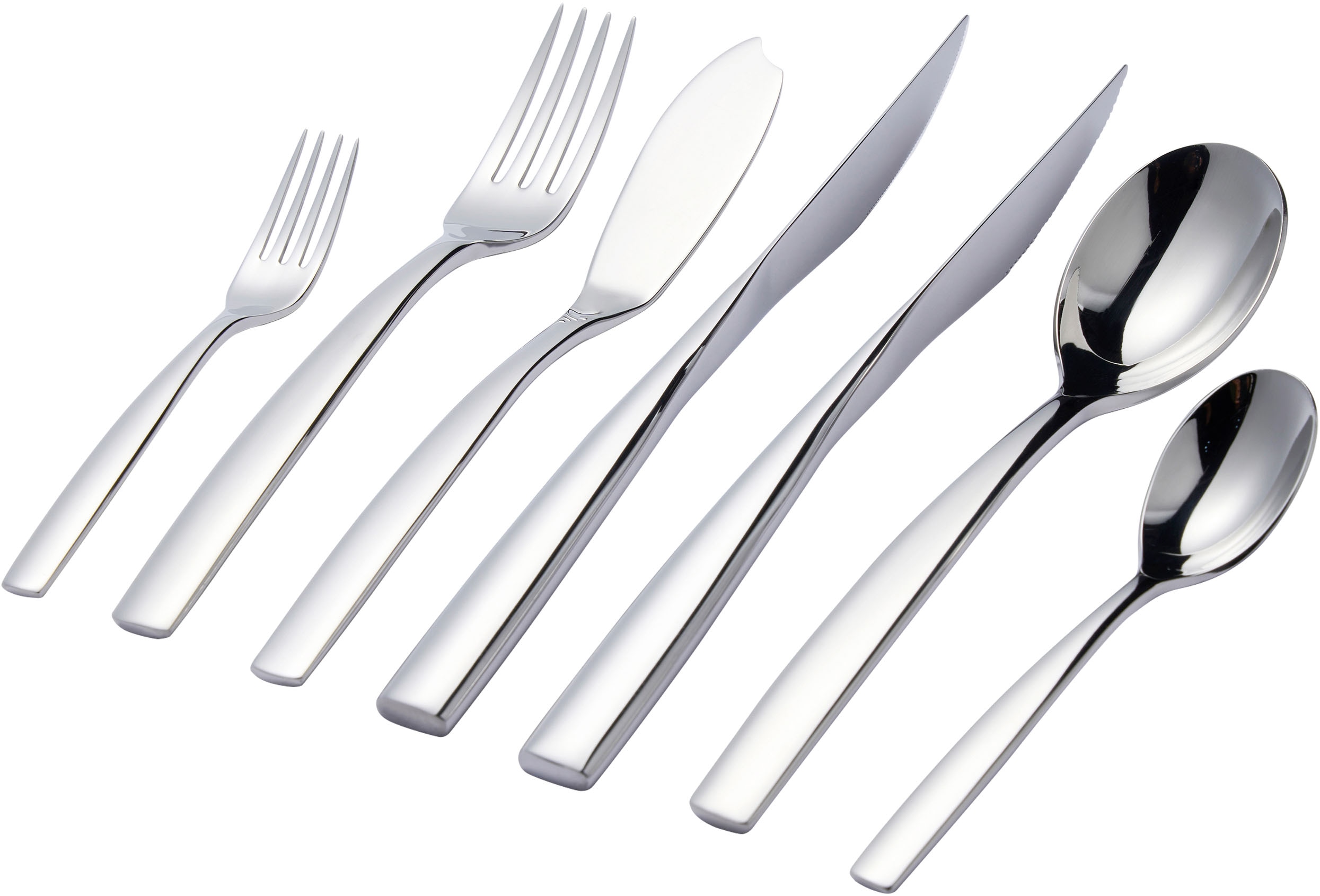 Besteck-Set HANSEATIC "EXCLUSIVE", silber (silberfarben), 42 Stk., Edelstahl 18/10, Essbesteck-Sets, stehendes Design von Ess- und Steakmessern Image