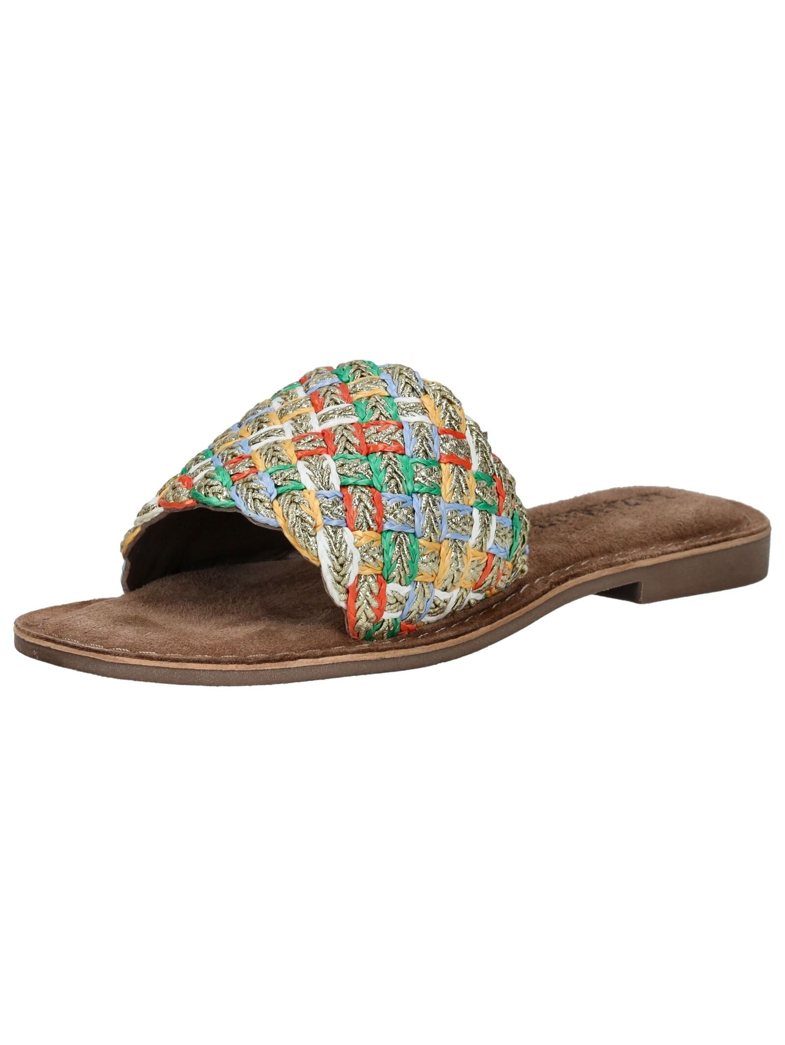 Pantolette LAZAMANI "Lazamani Pantoletten Leder", Damen, Gr. 38, bunt (multi), Leder, Schuhe Pantolette