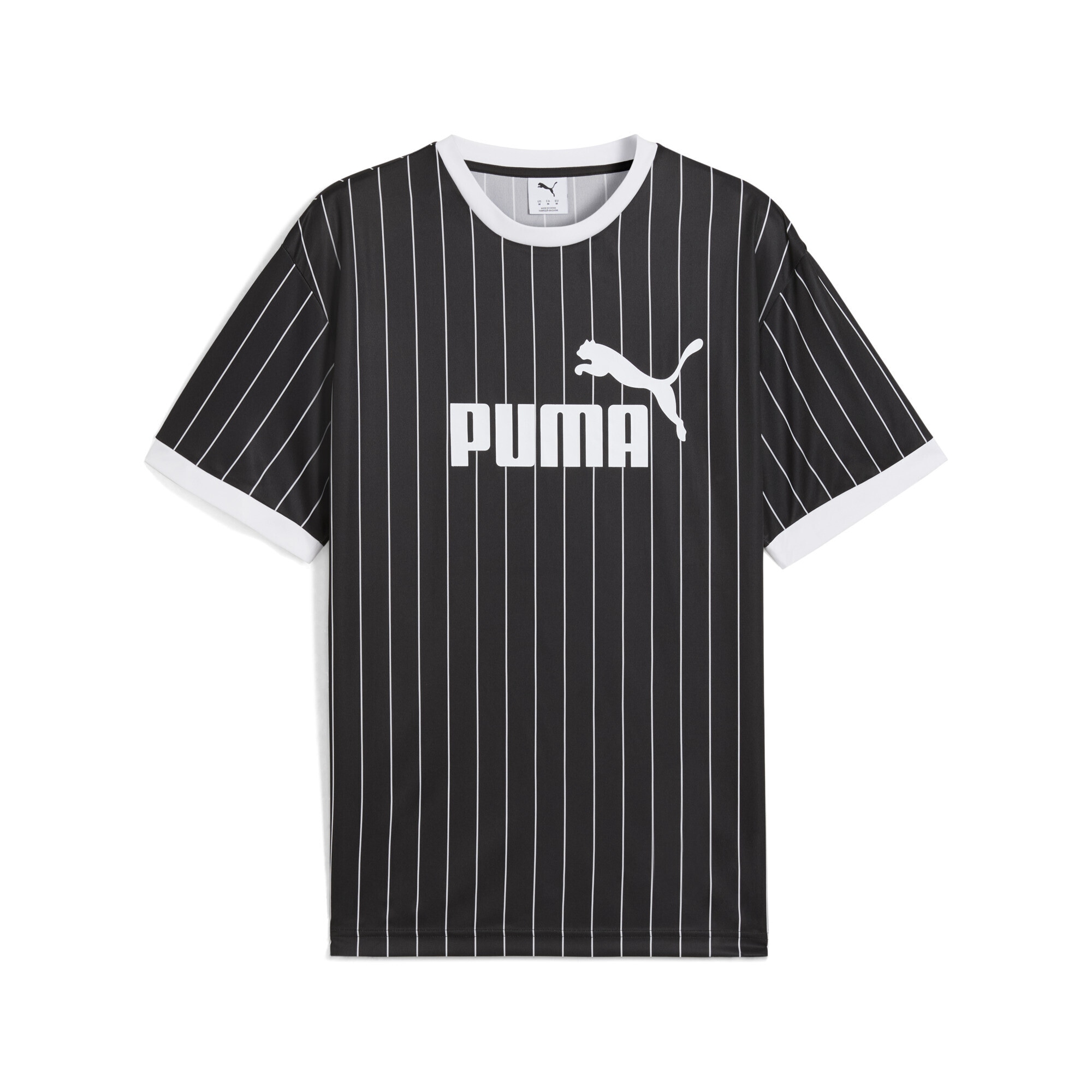 Trainingsshirt PUMA "Essentials Gestreiftes Trikot Herren", Herren, Gr. XXL, schwarz, Obermaterial: 100% Polyester; Ärmelbund: 100% Polyester; Kragen: 100% Polyester, clean, relaxed fit, V-Ausschnitt, Shirts
