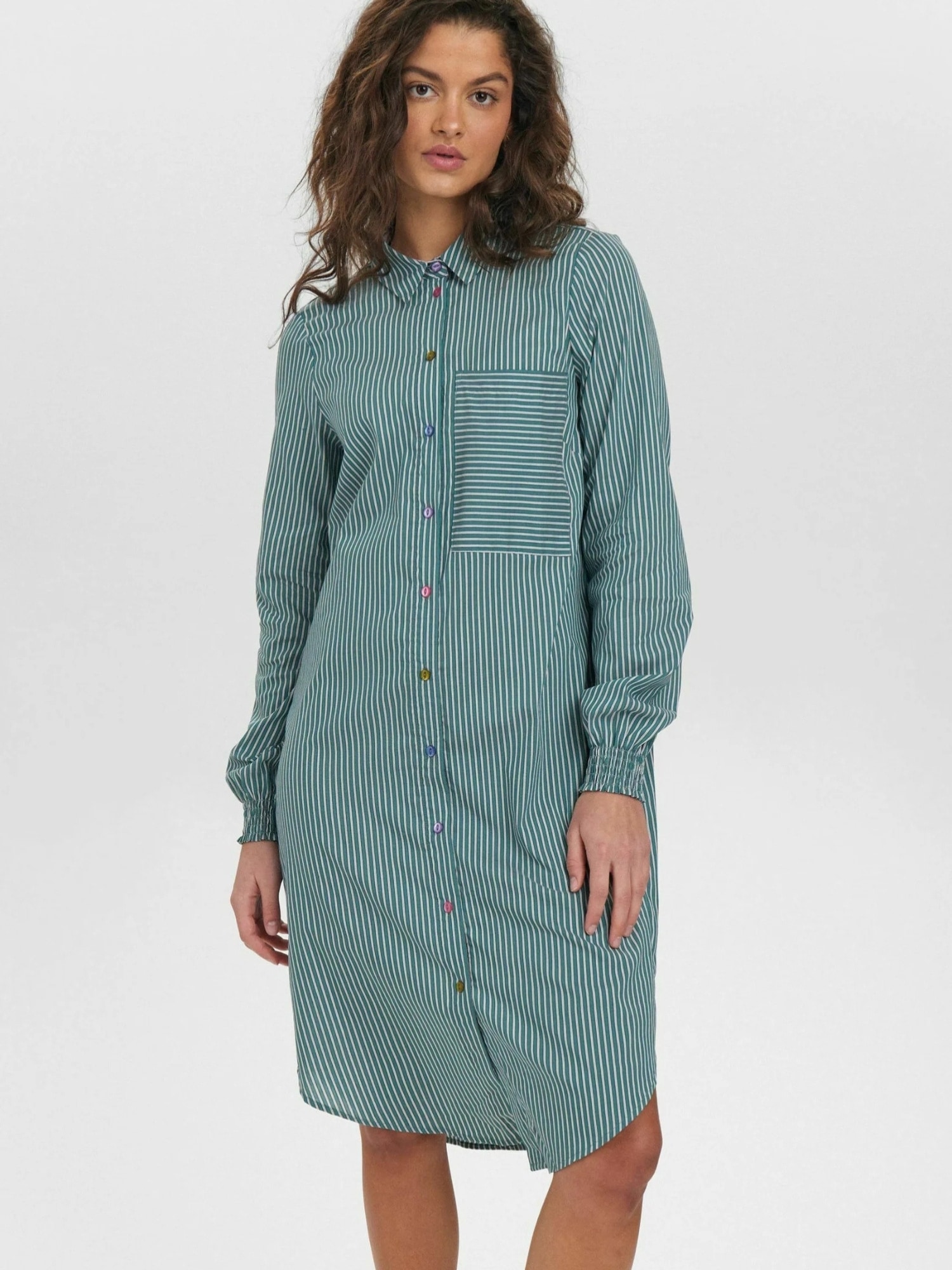 Jerseykleid NÜMPH "Nümph Dress NUFARAH", Damen, Gr. 40, cadmium grün, Obermaterial: 80% Baumwolle, 20% Polyamid, Kleider Jerseykleid