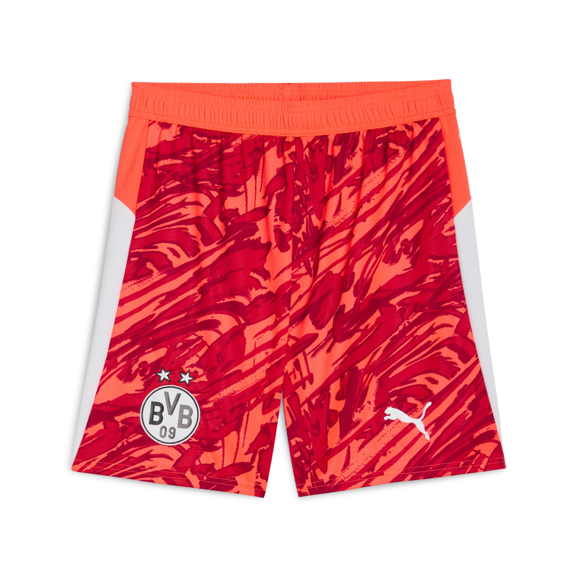 Sporthose PUMA "Borussia Dortmund 25/26 Torwartshorts Herren", Damen, Gr. S, Normalgrößen, silber (glowing rot silber mist gray), Obermaterial: 100% Polyester, bedruckt, regular fit, Hosen Sporthose