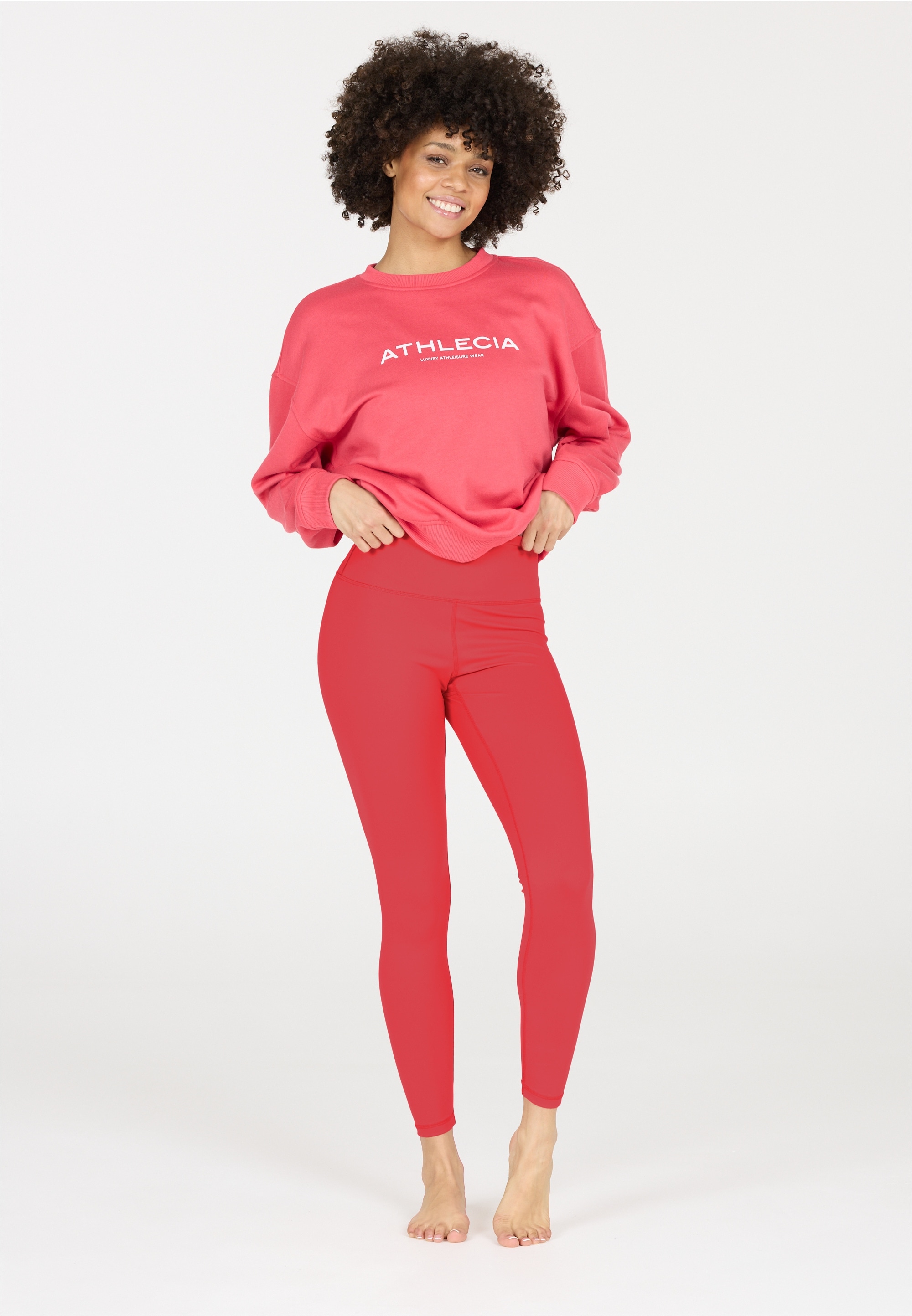 Trainingstights ATHLECIA "Bloom", Damen, Gr. 36, EURO-Größen, rot, 77% Polyamid, 23% Elasthan, unifarben, Hosen, mit feuchtigkeitsregulierenden Eigenschaften Image