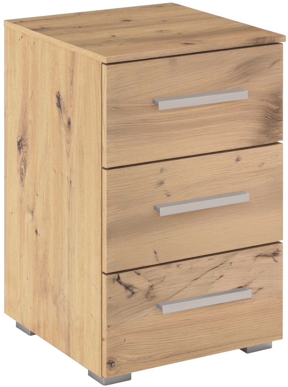 Nachtkommode RAUCH "Nachttisch Nachtkonsole Nachtschrank KOLUNA mit Dekorfront", braun (eiche artisan), B:40cm H:61cm T:42cm, Holzwerkstoff, Sideboards, mit 3 geräumigen Schubladen für viel Stauraum MADE IN GERMANY