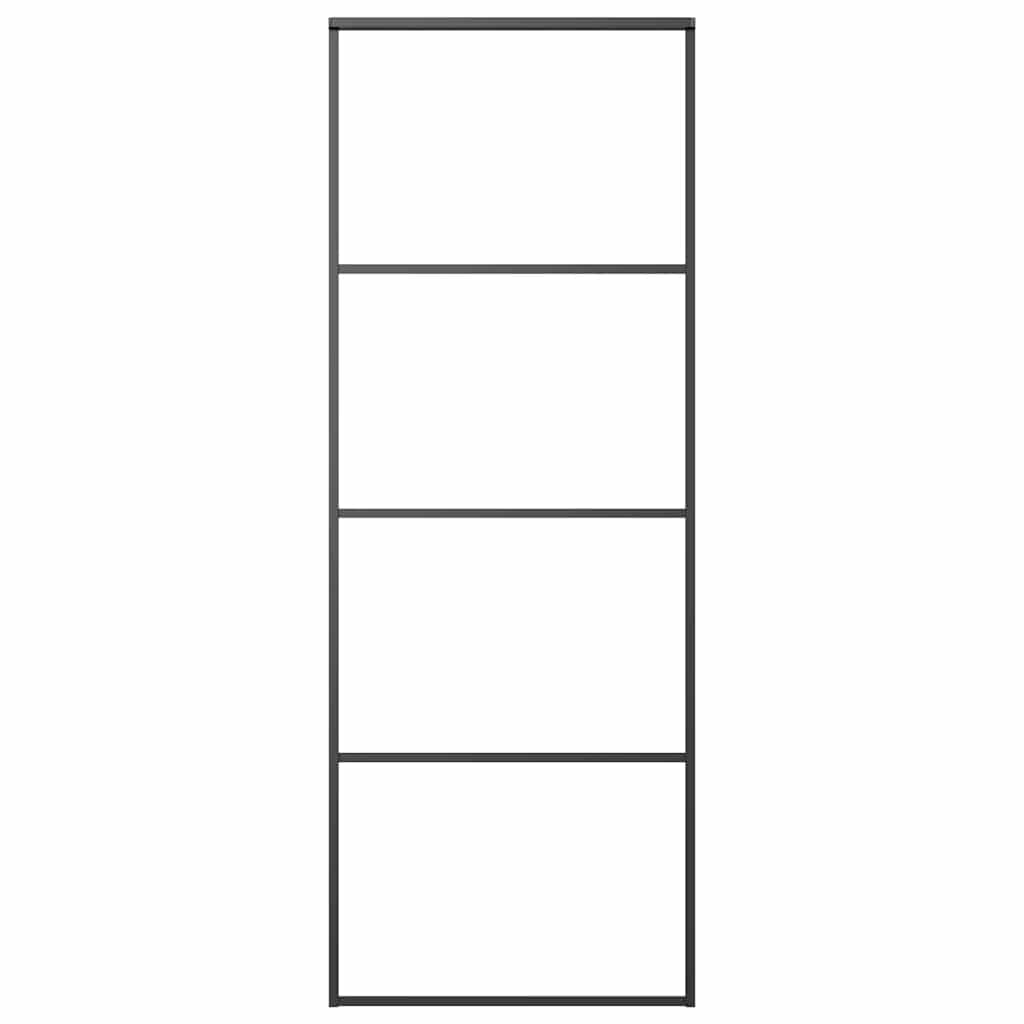 vidaXL Schiebetür ESG-Glas und Aluminium mattiert 76x205 cm Schwarz Image