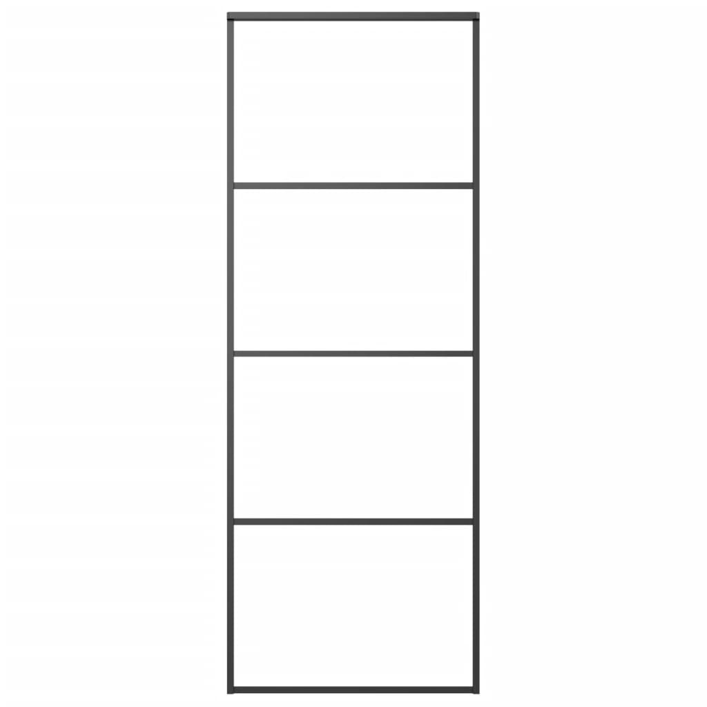 vidaXL Schiebetür Aluminium und ESG Glas 76x205 cm Schwarz Image