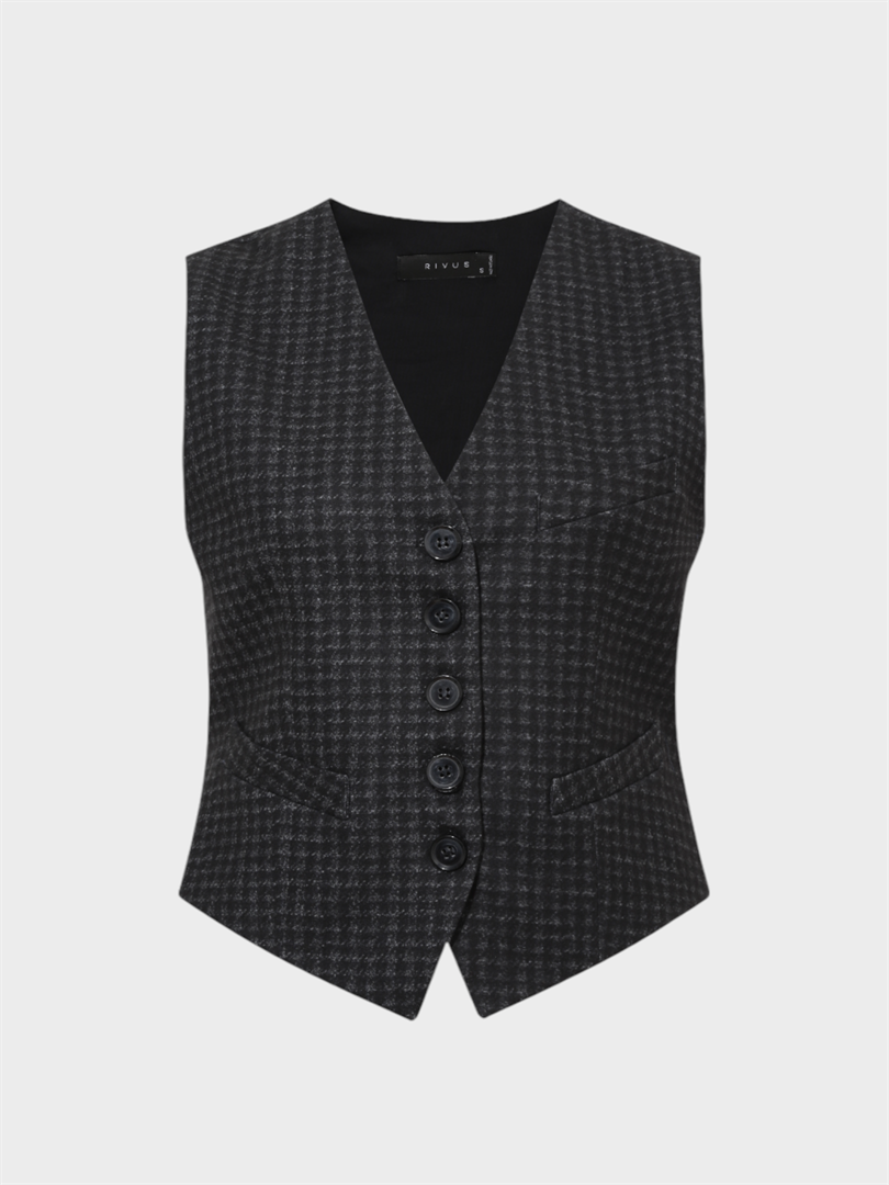 Weste aus Flanell mit V-Ausschnitt und Taschendetails Image