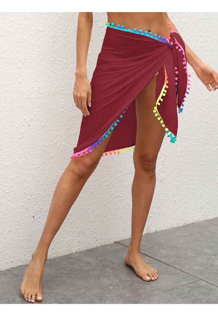 Damen Schwimmrock mit Regenbogen-Pomponbesatz Image