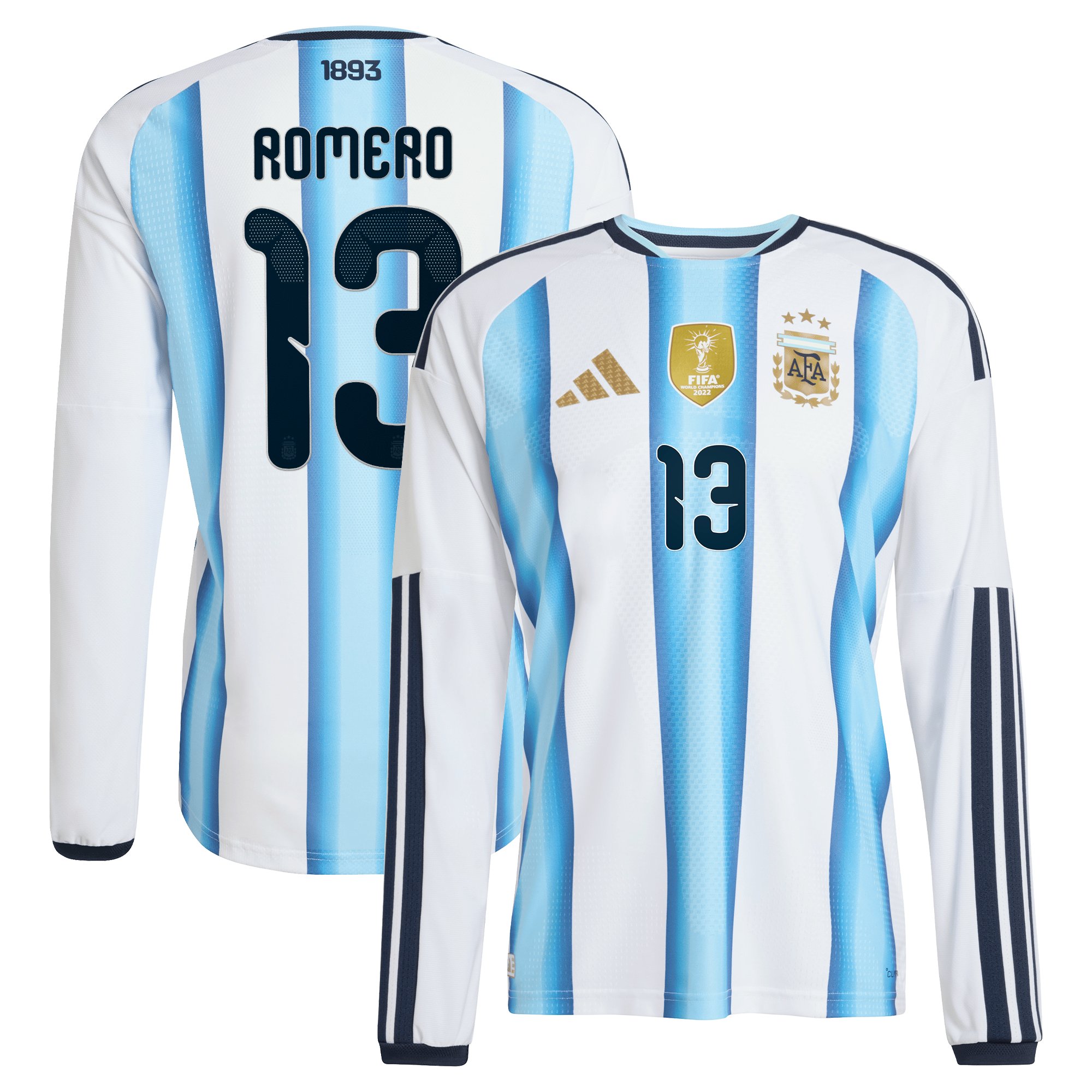 Maillot Domicile Authentic Argentine adidas 26 - Manches longues avec flocage Romero 13