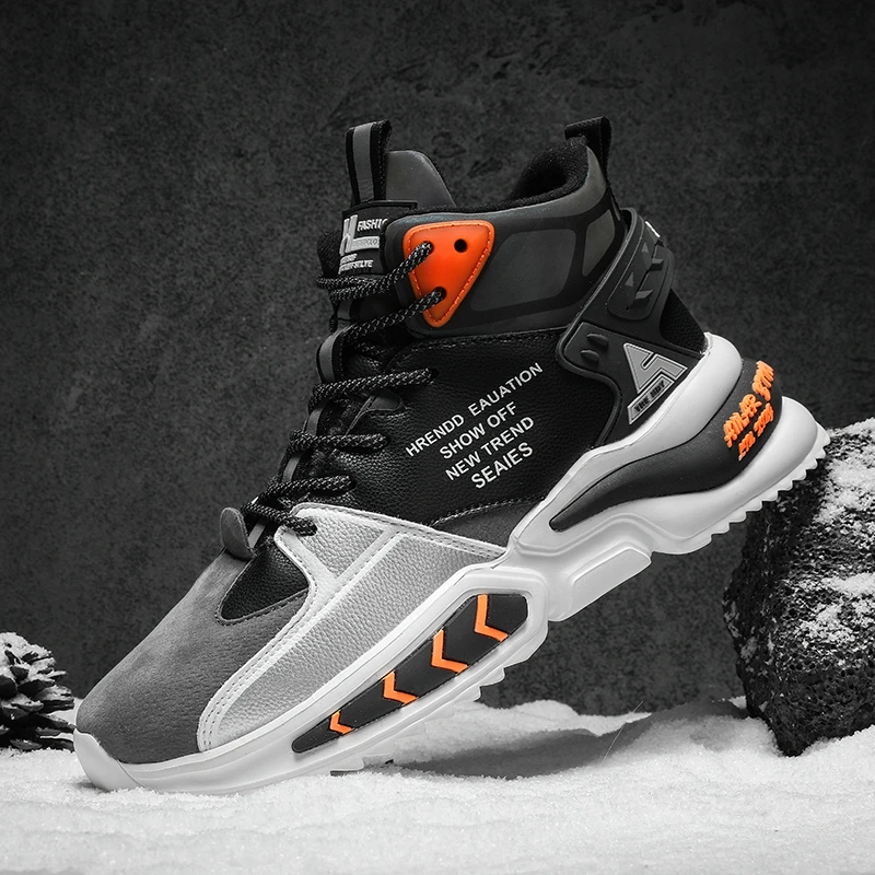 Thermo-wasserdichte Winterstiefel für Herren – rutschfeste, mit Plüsch gefütterte Schneesneaker für kaltes Wetter Image