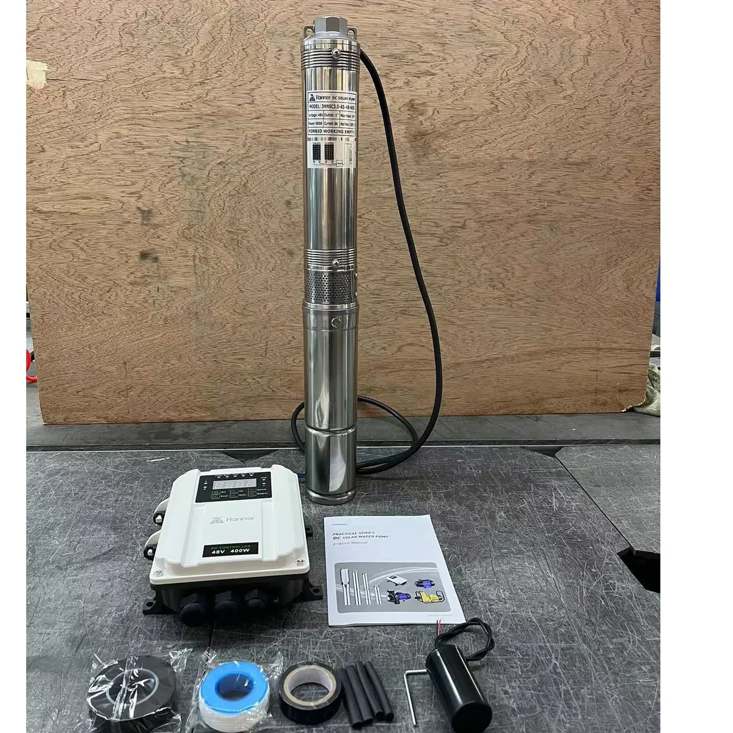 300 W 400 W 600 W 750 W Solar-Tiefbrunnenpumpe mit MPPT-Regler und Füllstandssensor, Solar-PV-Bohrungsbrunnenpumpe, maximaler Durchfluss 3 m3/Stunde