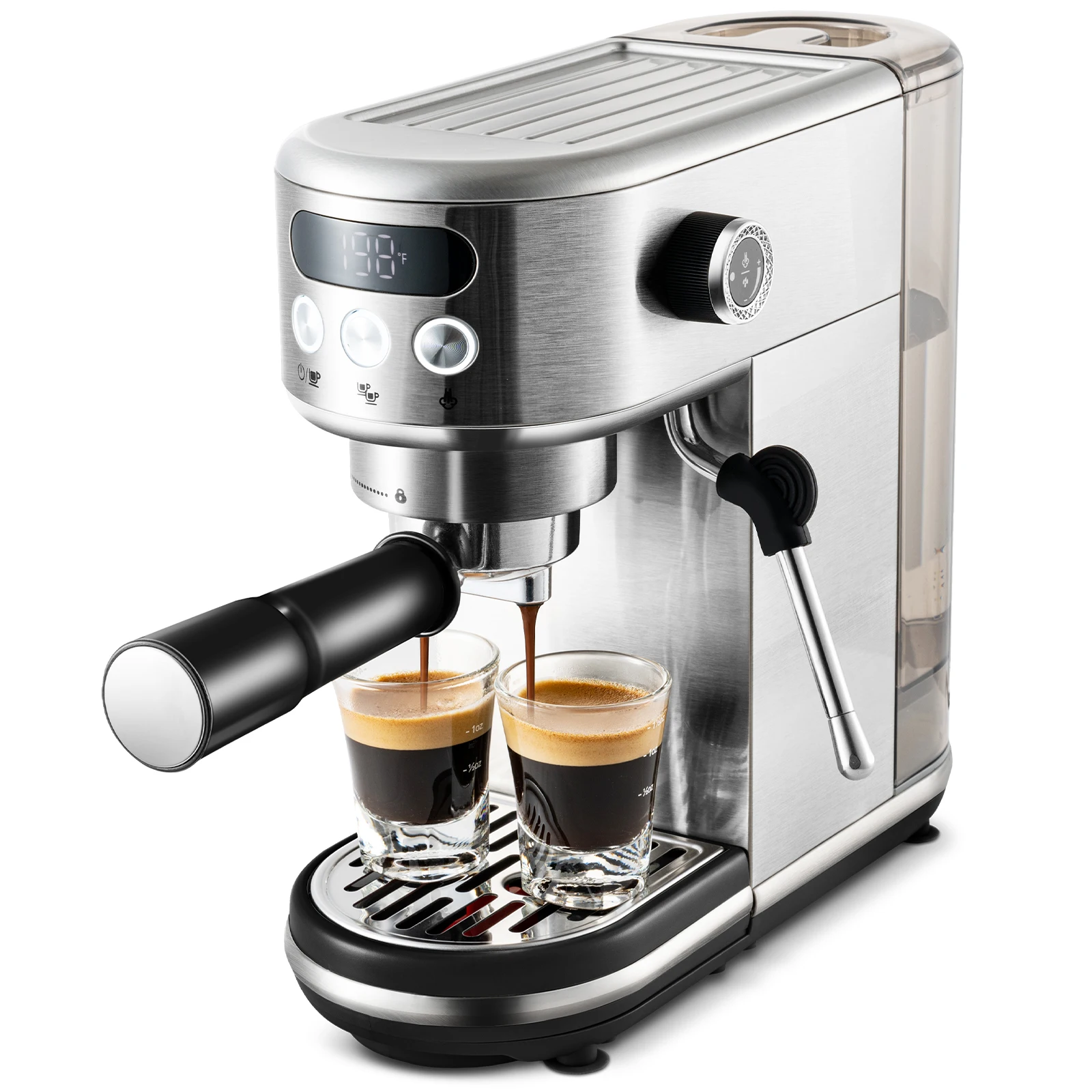 Neretva 20-Bar-Espressomaschine, kompakter Espressomaschine mit LED-Anzeige und Milchaufschäumer (220 V)