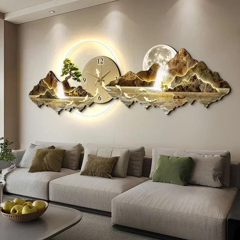 2025 große beleuchtete Wanduhr, geräuschlos, nordisch, europäisch, Luxus-Kunst-Wanduhr, Design, moderne Orologi Da Parete, Heimdekoration Image