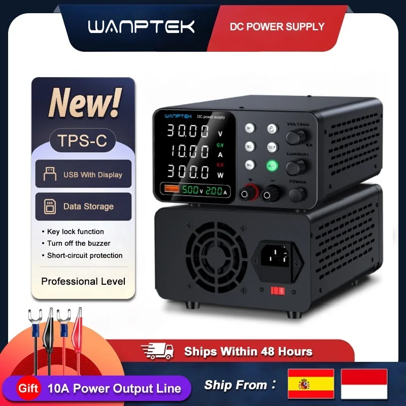 Wanptek Labor-Netzteil, 30 V, 5 A, 10 A, 60 V, 5 A, 120 V, 3 A, einstellbar, mit Speicherspeicherfunktion, Labor-DC-Netzteil Image