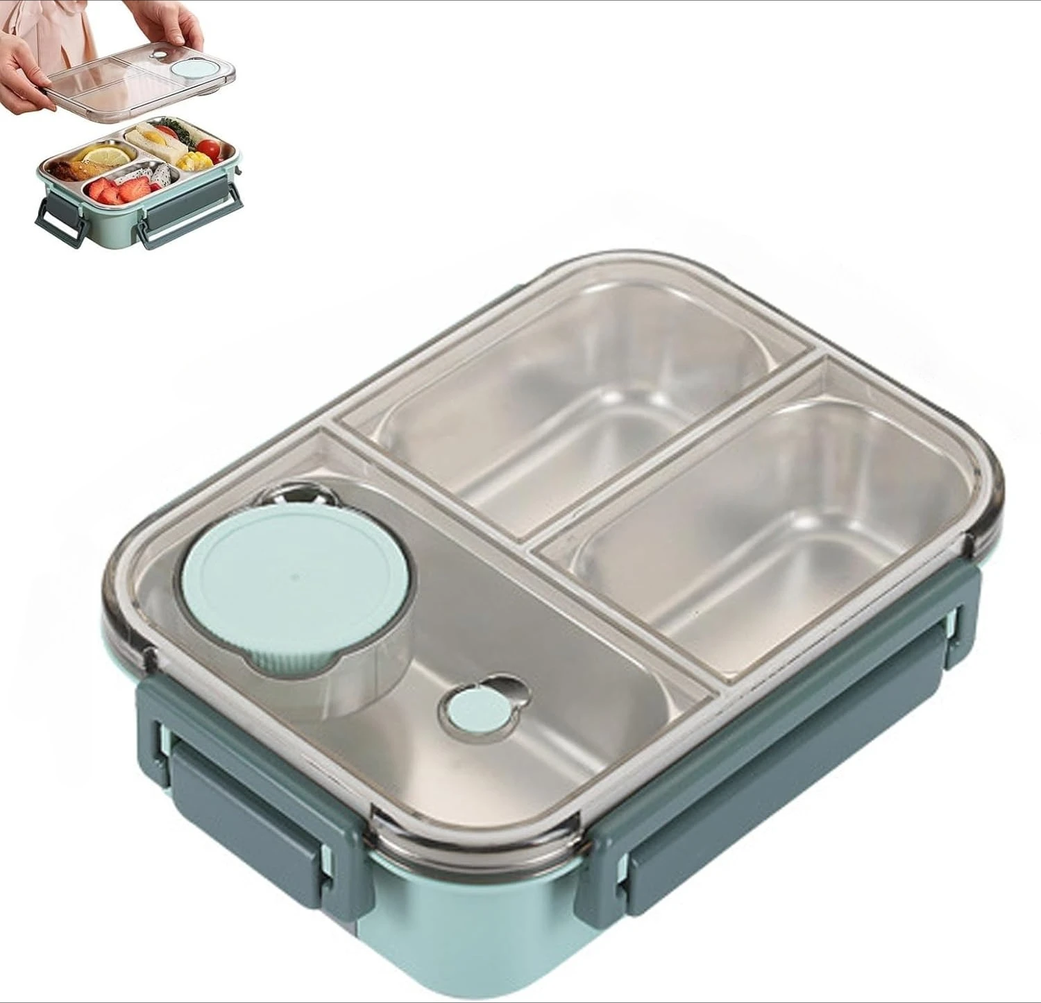 Tragbare Lunchbox Fächer Edelstahl Isolierte Heizung Lebensmittel Lagerung Container Kinder Erwachsene Heiße Suppe Bento Box