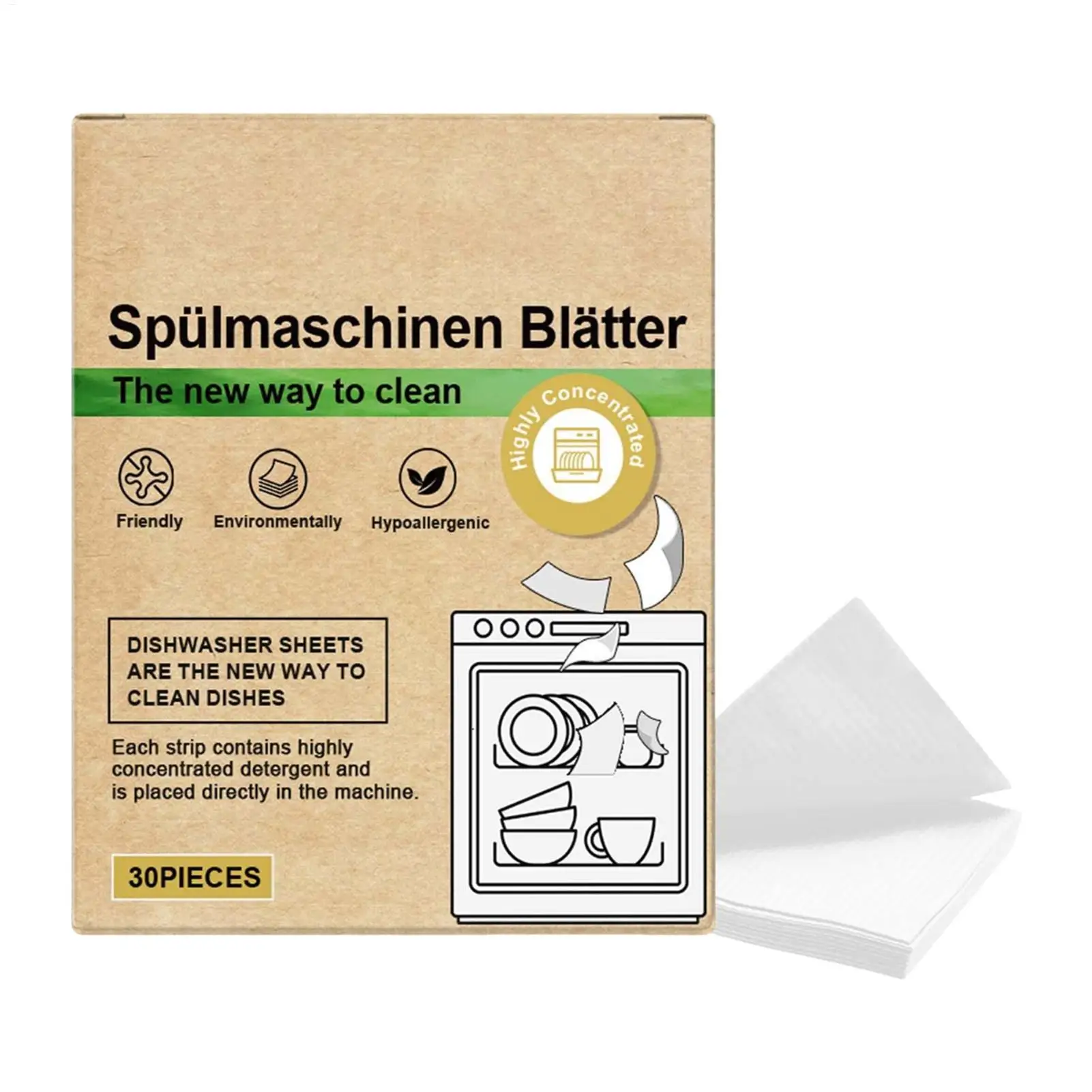 Spülmaschinen-Reinigungstabletten, Geruchsbeseitiger-Blätter, 30-teilig, Spülmaschinen-Geruchsbeseitiger für die Küche, Zuhause, Wäsche, Waschmaschine Image