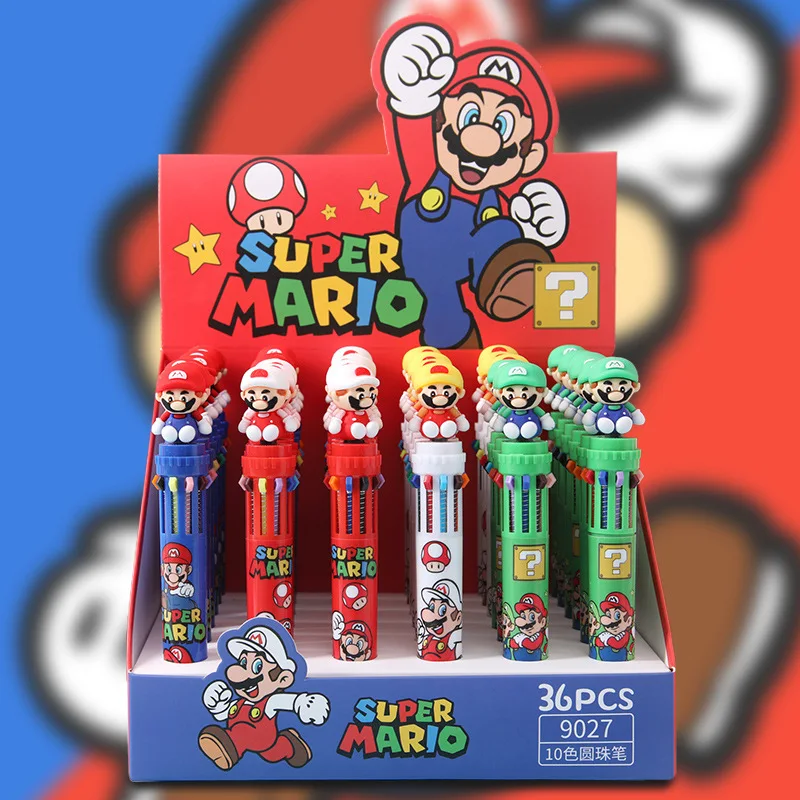 Super Mario 36 mehrfarbige Stifte, Kugelschreiber, Farbstift, 0,7 mm, für Studenten, Gelstift, Schule, Schreibwaren, Schreibstift, Bürobedarf, Geschenk Image
