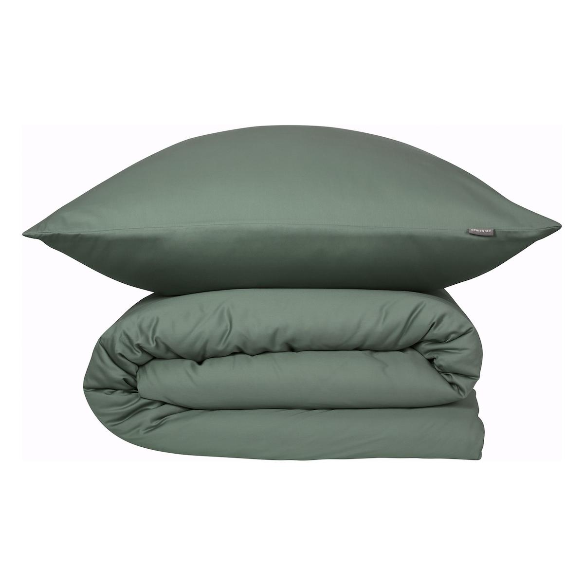 Schiesser Bettwäscheset Ella - Baumwollsatin - 2-teilig - 155 x 220 cm - Dunkelgrün Image