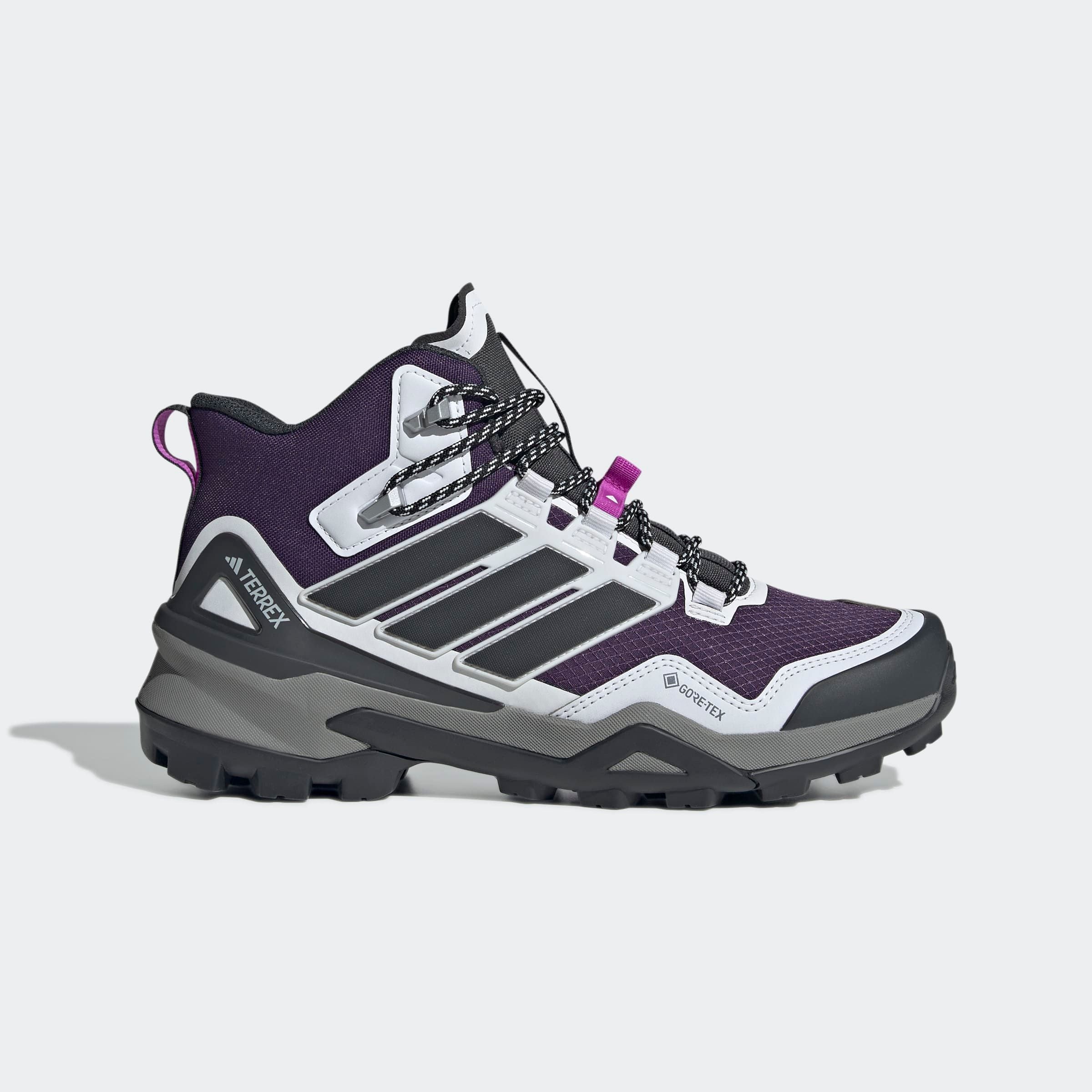 Wanderschuh ADIDAS TERREX "TERREX SKYCHASER MID GORE-TEX", Damen, Gr. 39, aurora plum, carbon, lila burst, Synthetik, Textil, Schuhe Wanderschuh, wasserdicht
