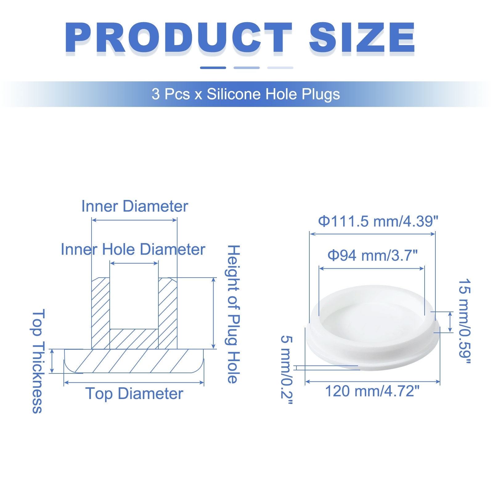 t Shaped Silicone Stopper, Rubber Plugs - White