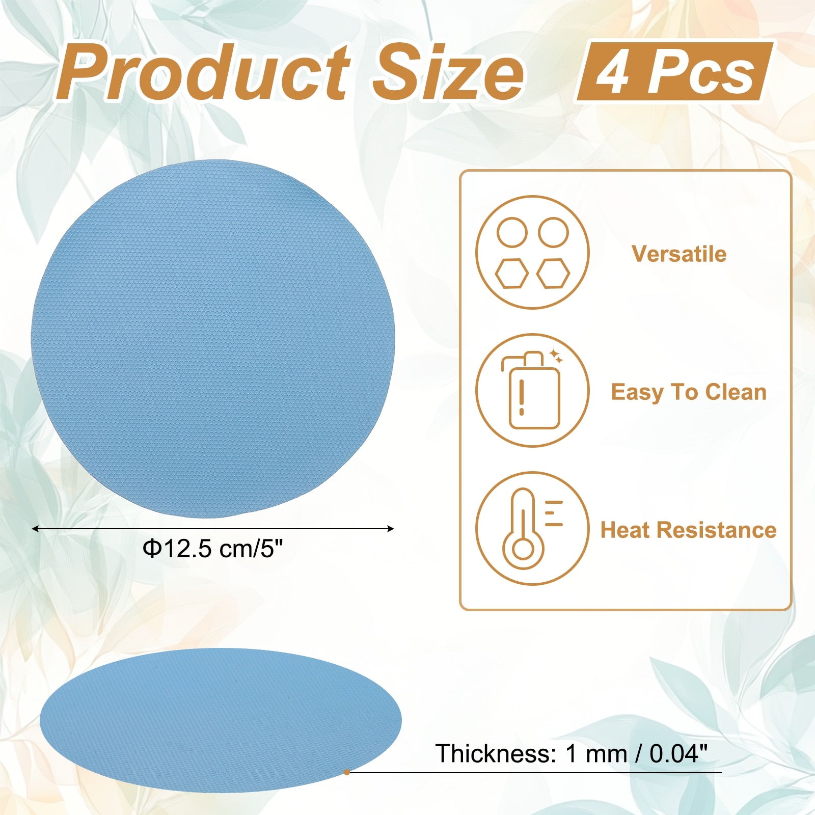 Silicone Jar Opener Pads, Texture Can Opener Multipurpose Round Bottle Lid Opener Non-Slip Coasters for Weak Hands - 5 Inch