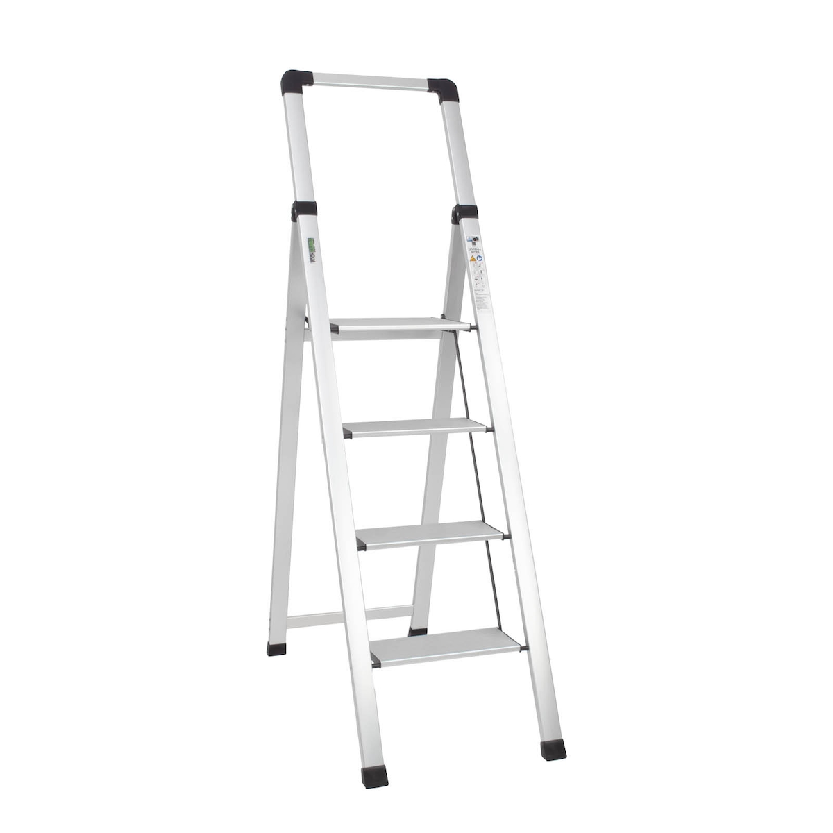 Alu Trittleiter 4-stufig silber klappbar mit Handlauf bis 150 kg Leiter Image